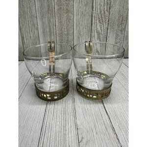Vintage Disaronno Liquor Cocktail Libbey Glass Cups Metal Handle - Set Of 2